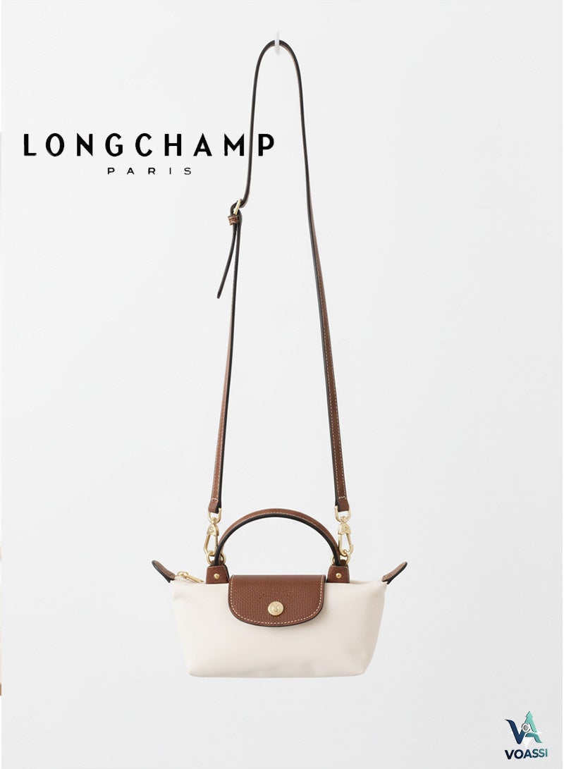 Long French Longchamp Paper White Classic Style Women's Mini handbag,Crossbody Bags,Shoulder Bag Shoulder strap with buckle - Image 1